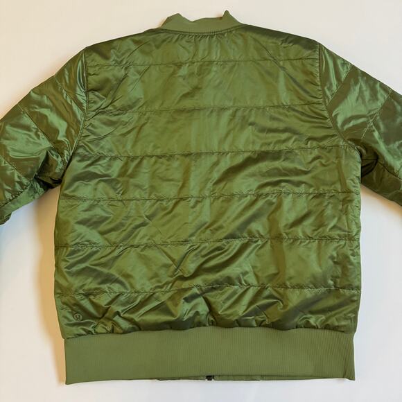 Lululemon Non Stop Shell Bomber Jacket Sz 8 Green Reversible EUC Water Repellent - Picture 6 of 13
